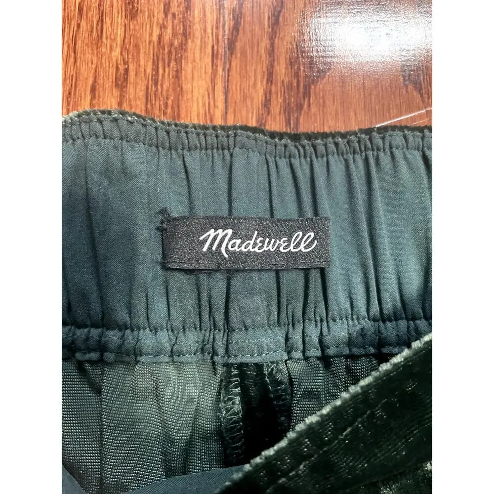 Madewell Huston Green Festive Velvet Pull on Wide Leg Crop Pants - S